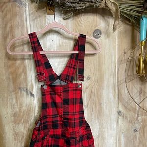 Red & Black Plaid Overalls